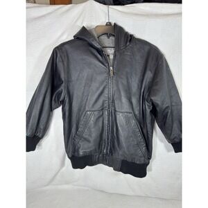 Wilson's‎ Leather Kids Black Zip Up Youth Jacket Size Medium (spots..see Pics)